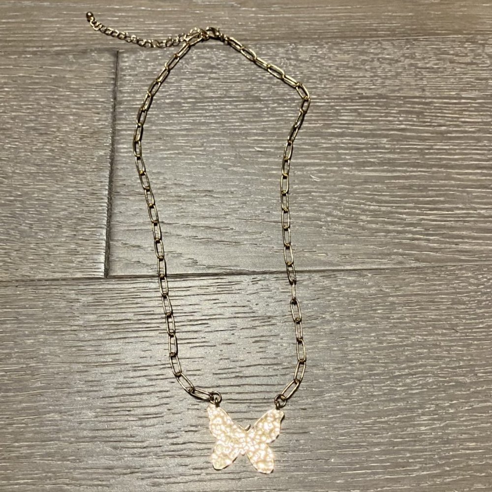 Hammered Gold Butterfly Necklace - NWOT